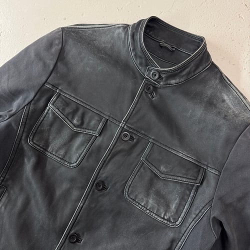 Image of 2000s Armani Jeans Leather Biker Jacket, Size large