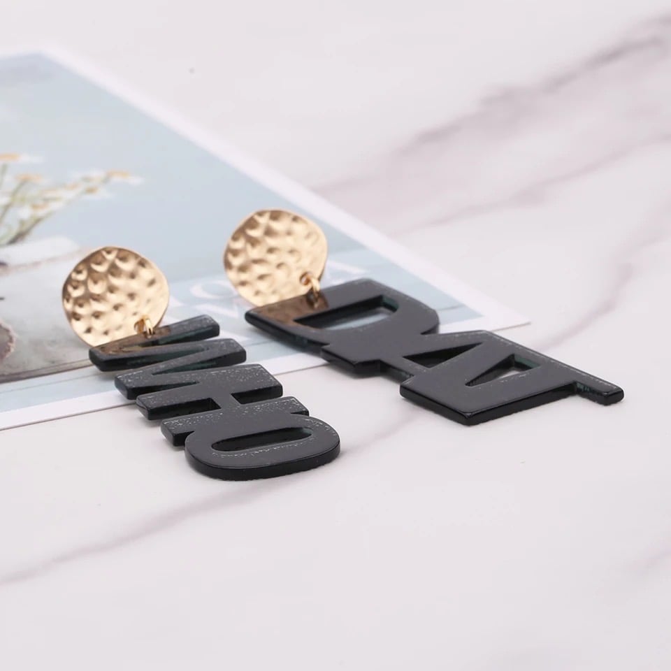 Image of Who Dat Girl Statement Earrings- Black
