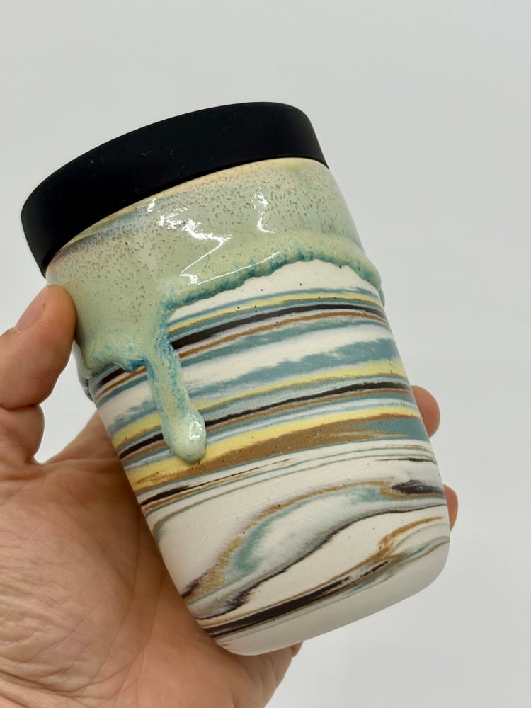 Image of Stripy Cup Aqua Drip Large