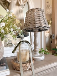 Image 3 of Wicker Lamp & Wooden Stand
