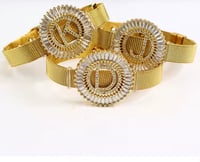 Image 4 of Bling CZ Diamond Capital Letter Initial Wristband Bangle Bracelet (18K Gold Plated) (Silver or Gold)