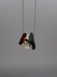 Image 2 of Triple necklace with Green & Brown Sea Glass with a Greek Mykonos Silver Coated Bead 