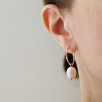 Image 2 of Gold Filled Hoop with Pearl Earrings 