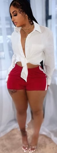 Image 2 of Stripe Track Shorts Red