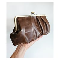 Image 2 of Coffee Pleated Leather Clutch 