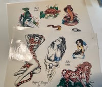 Image 1 of Vintage Pinup Tiger Snake Flash- 2 sheets laminated 