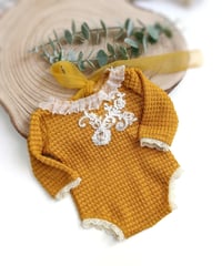 Image 1 of Newborn girl bodysuit for photoshoots | Kelly | honey yellow
