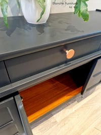 Image 4 of Luxurious, Large Curved Sideboard by Nathan in Dark Grey with copper