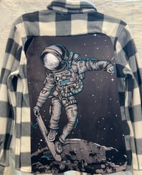 Children's Vintage Gray/White Flannel Shirt Astronaut on Surfboard