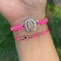 Image 1 of Neon Pink Virgen D Guadalupe bracelet