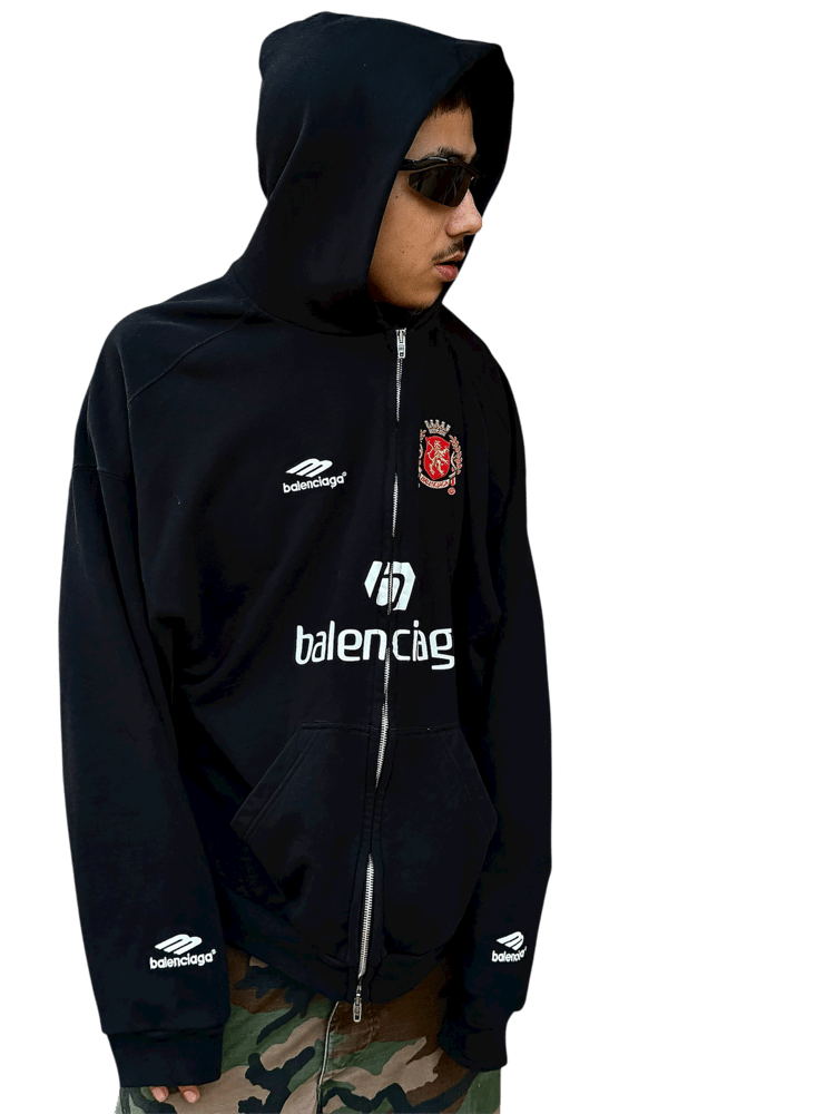 Image of Balenciaga SS24 Paris Soccer Zip-up Hoodie 
