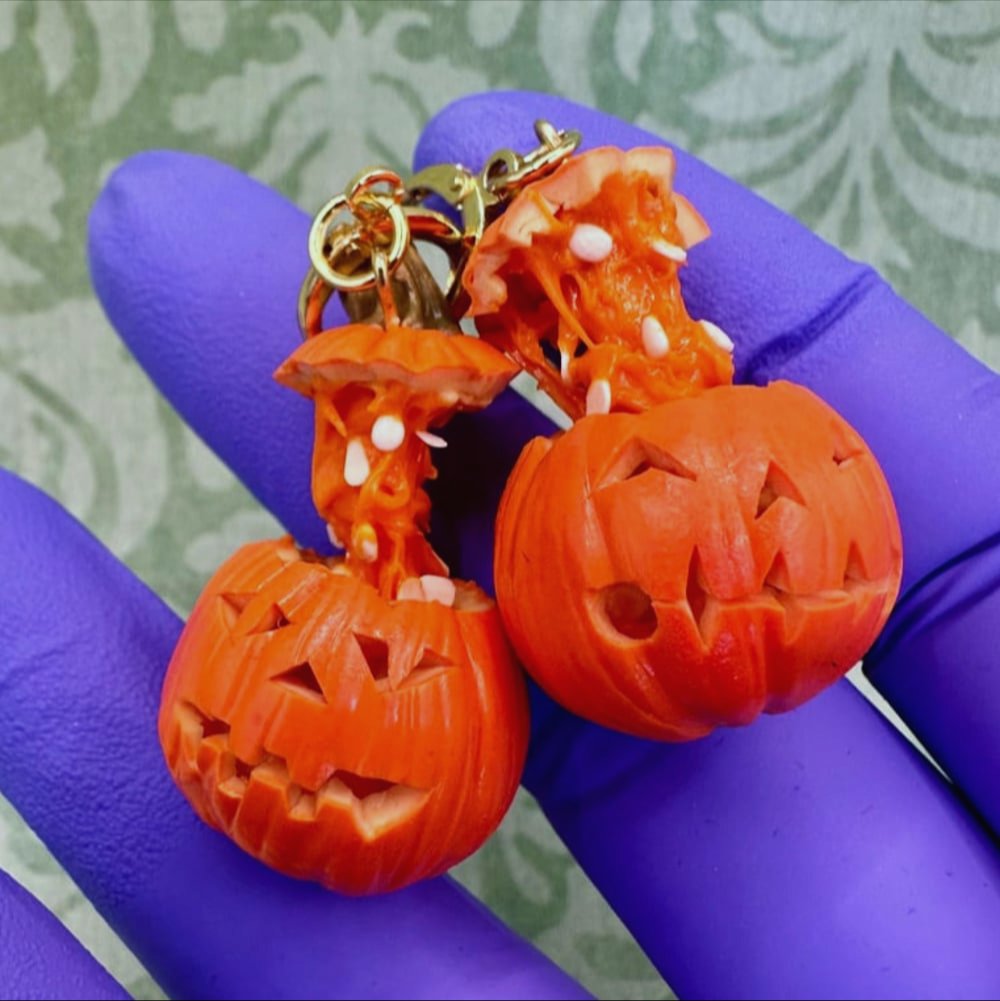 Image of Exploding Head Pumpkin EARRINGS