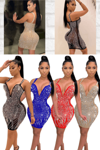 Image 1 of Take a plunge sheer dress 4 colors