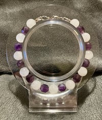 Image 1 of White Jade and Faceted Amethyst - Size 7.5