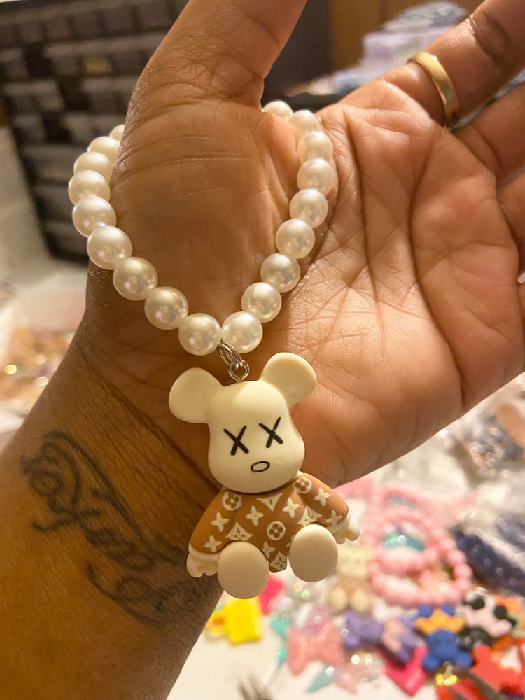 Image of Designer inspired louis vuitton White teddy bear charm bracelet 