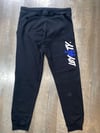 black and blue jogger pants 