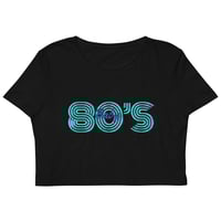 Image 2 of 80’S  BABY BLUE NEON ORGANIC CROP TOP