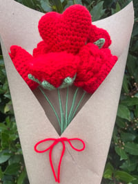 Image 2 of medium crochet heart flower bouquet 