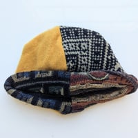 Image 3 of Shallow Fit Upcycled Reversible Beanie Brick Brown Coogi x Yellow Cashmere