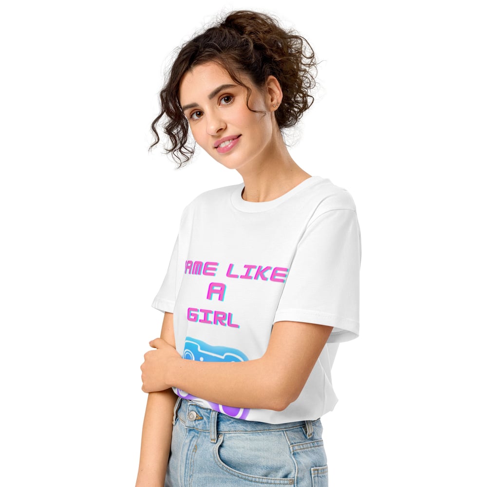 Image of Gaming like a Girl Tee (pink letters) (women's tee)