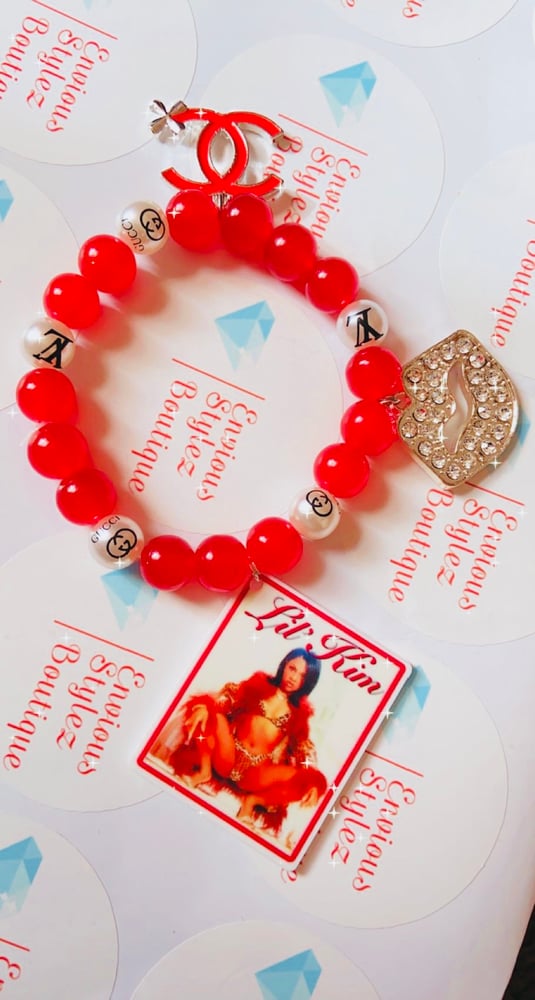 Image of Red lil kim inspired designer bracelet customed by me