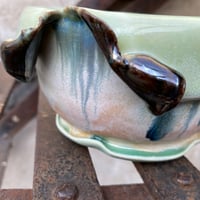 Image 4 of Swagged Lip Bowl - Seafoam/Pink