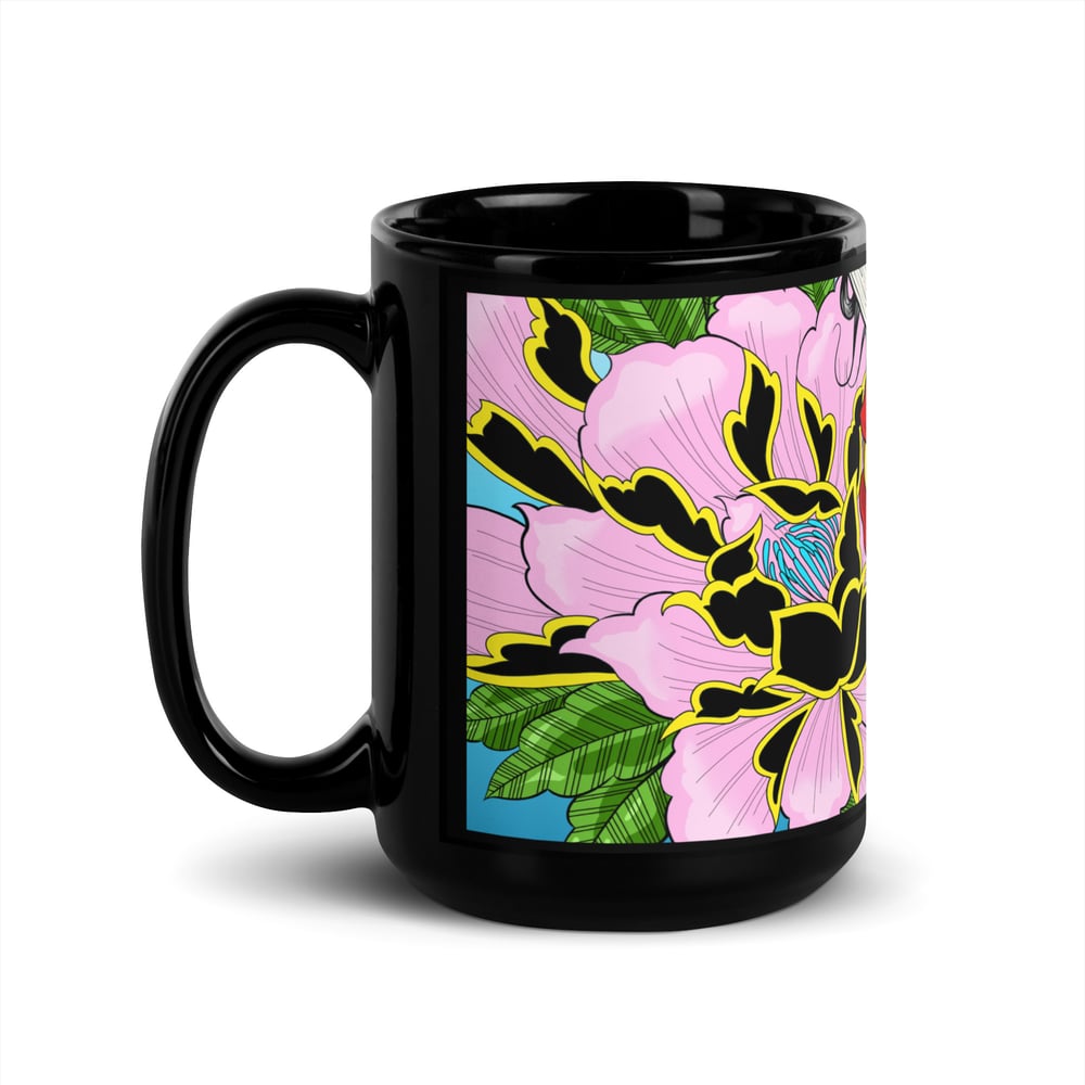 Hannya Mask & Peony Glossy Mug