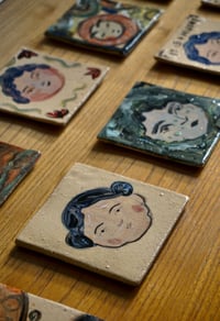 Image 3 of Hildi. - Handmade ceramic tile with illustration