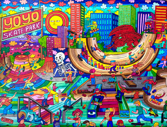 Image of Yo-Yo Skatepark Original Illustration 22x30