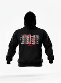 Image 5 of YB Black Stacked Print Heavy Blend Pullover Hoodie