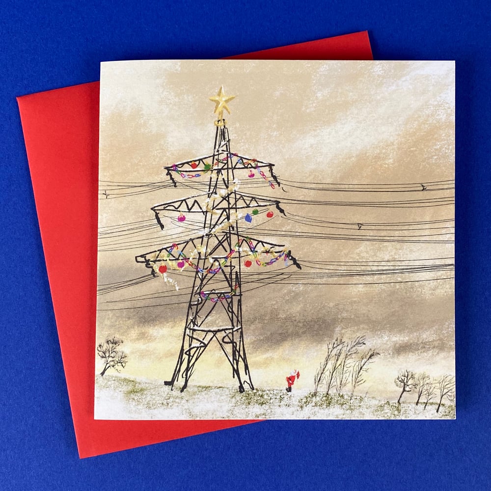 Image of  'Christmas Pylon' Luxury Greetings card (single or multipack)