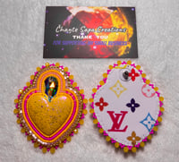 Image 1 of Hand Polish Yellow Heart XL Beaded Earrings 