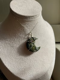 Image 2 of Unakite Silver  Moon Necklace
