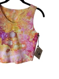 Image 3 of S Crop Fitted V Tank in Warm Bright Ice Dye