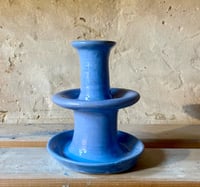 Image 1 of Small Wheel Thrown Candle Stick - Corn Flower Blue