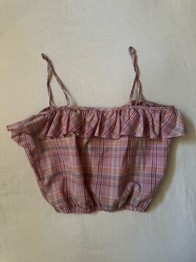 70s plaid ruffle camisole 