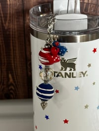 Image 3 of 4th of July Memorial Day Patrotic Ducky  Red White and Blue Tumbler Straw Dangle