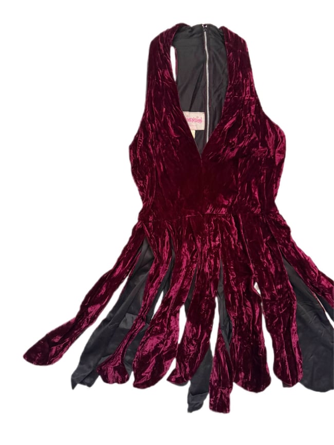 late 1960s velvet pieced fringe mini dress tunic car wash mid go-go