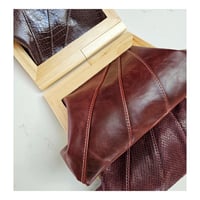 Image 5 of Burgundy Leather & Timber Clutch