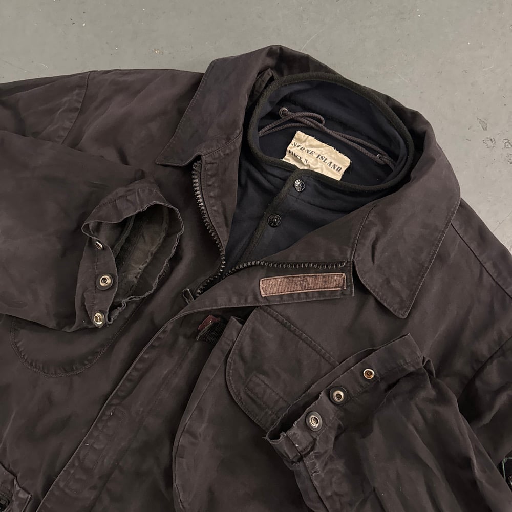AW 1994 Stone Island Raso Gommato 3D pocket jacket, size XXL