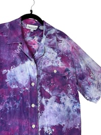 Image 5 of ♻️ UPCYCLED M Vintage Silk Top in Purple Haze Ice Dye