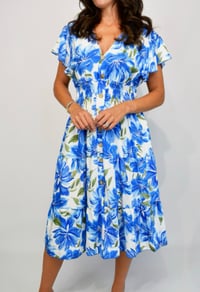 Image 2 of Large Fade Flower Button Midi Dress