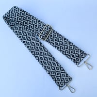 Image 1 of Black and White Geometric Woven Strap