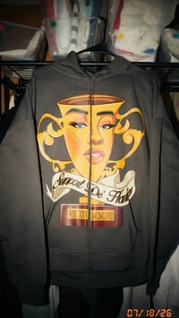 Image 3 of "Pray For De' Homies" Zip- Up Hoodie [CHARCOAL]