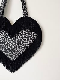 Image 2 of 🖤 Silver & Black Heart Bag – Tassel Fringe Statement