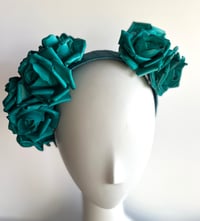 Image 1 of Teal roses headpiece