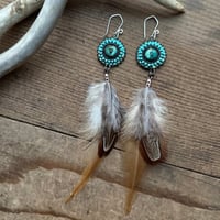 Image 2 of Dream Catcher Style Feather Earrings