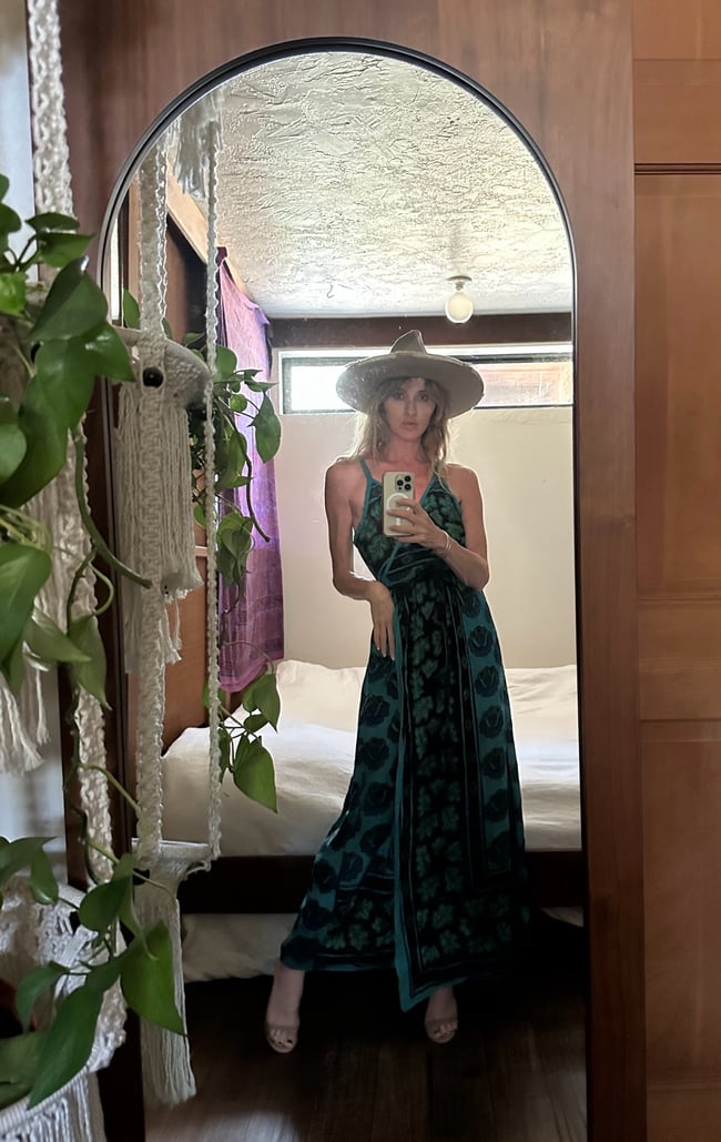 late 1960s rare India tapestry block print gauze maxi wrap dress