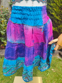 Image 2 of Boho sari beach skirt - Turquoise and pink