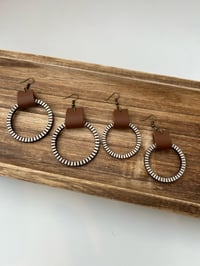 Image 2 of Striped wooden hoops with leather accent